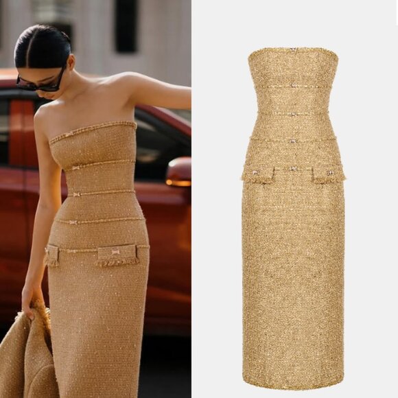 Montsand Gold Julia Dress Medium in Camel NWT - Picture 1 of 9